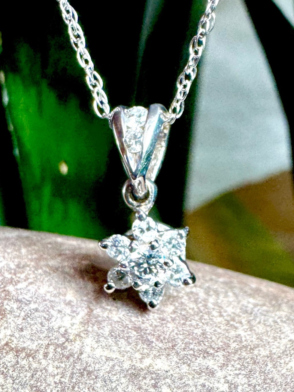 14k Diamond Flower Necklace
